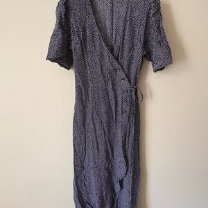 GAP  Blue and White Polka Dot Wrap Dress